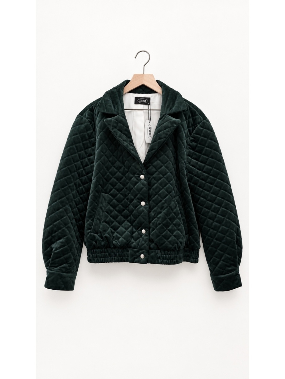 CIDER Women’s XL Dark Green Quilted Velvet Jacket Button Front